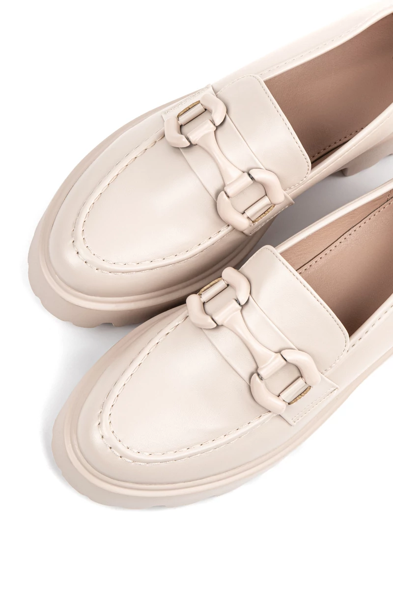 COMER Bézs Műbőr Női Platform Loafer 