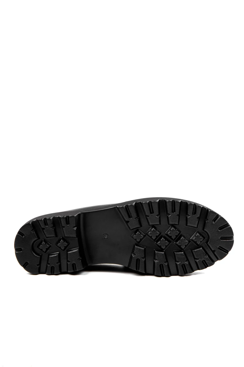 COMER Fekete Műbőr Női Platform Loafer 