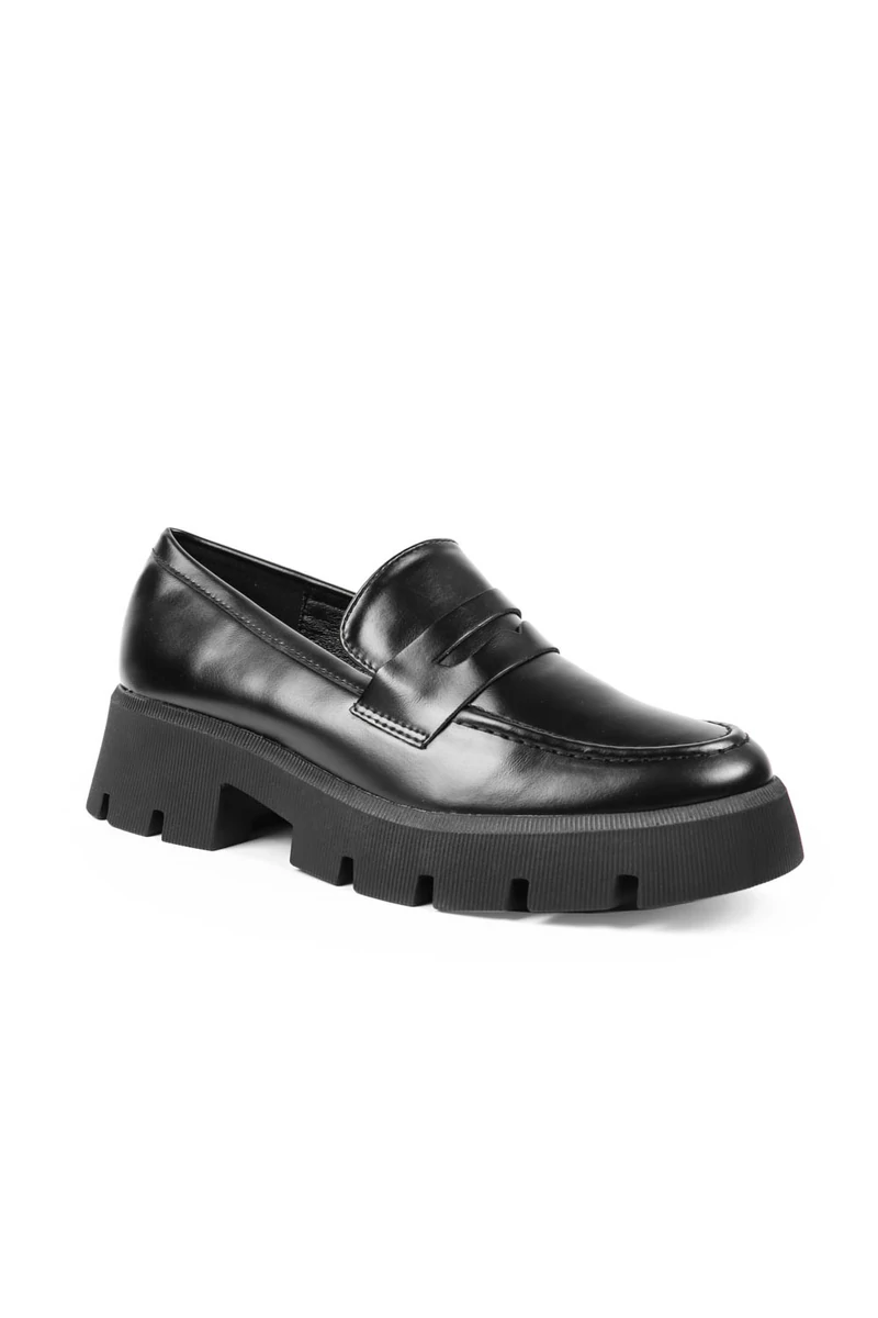 SEASTAR Fekete Műbőr Női Platform Loafer 