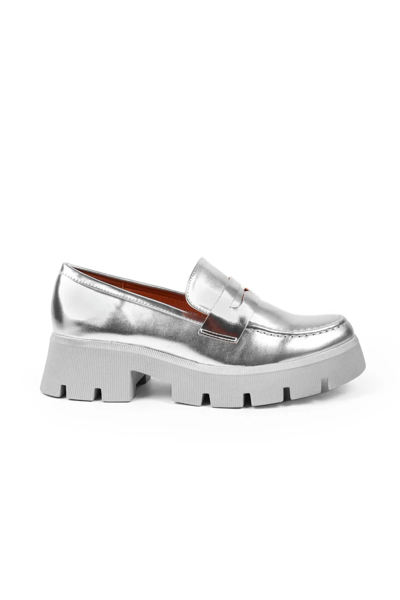 SEASTAR Ezüst Műbőr Női Platform Loafer 