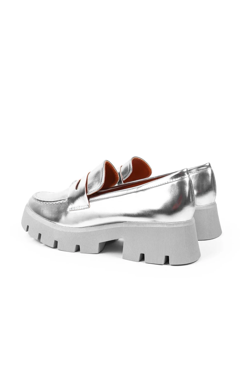 SEASTAR Ezüst Műbőr Női Platform Loafer 