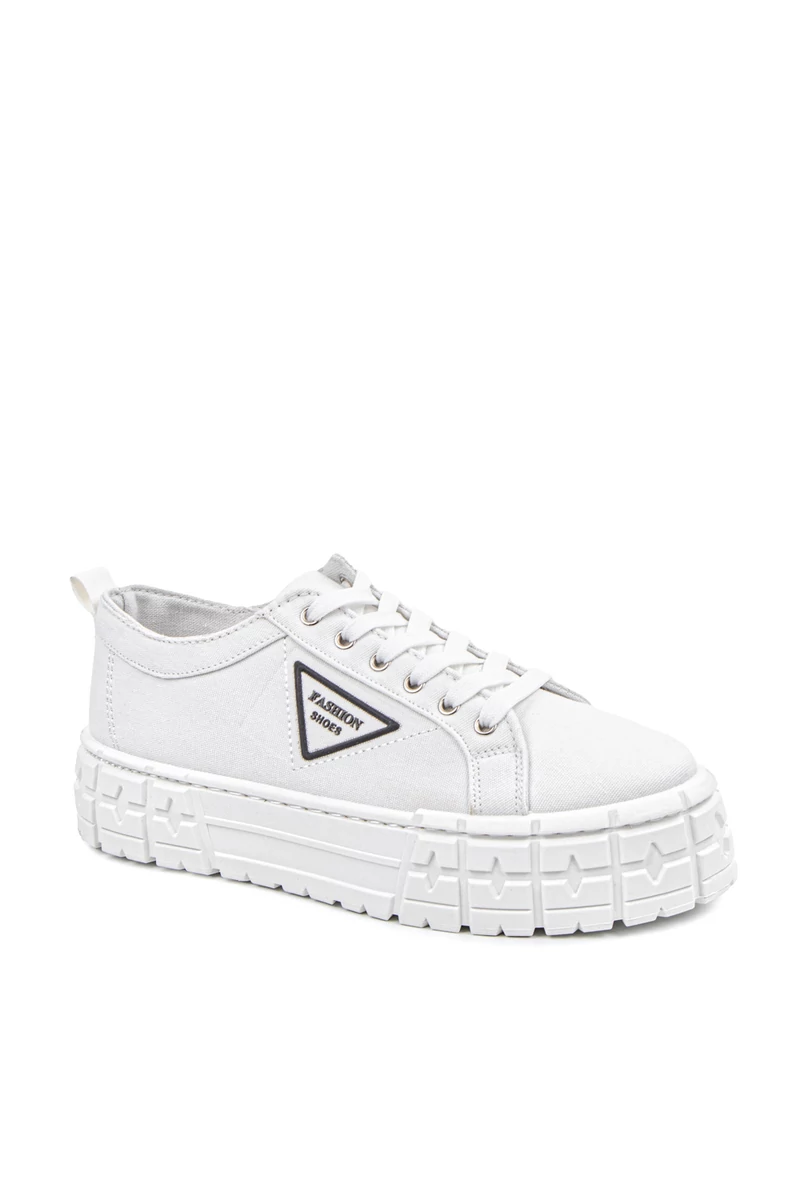 YESMILE Fehér Platformos Talpú Vászon Női Sneaker