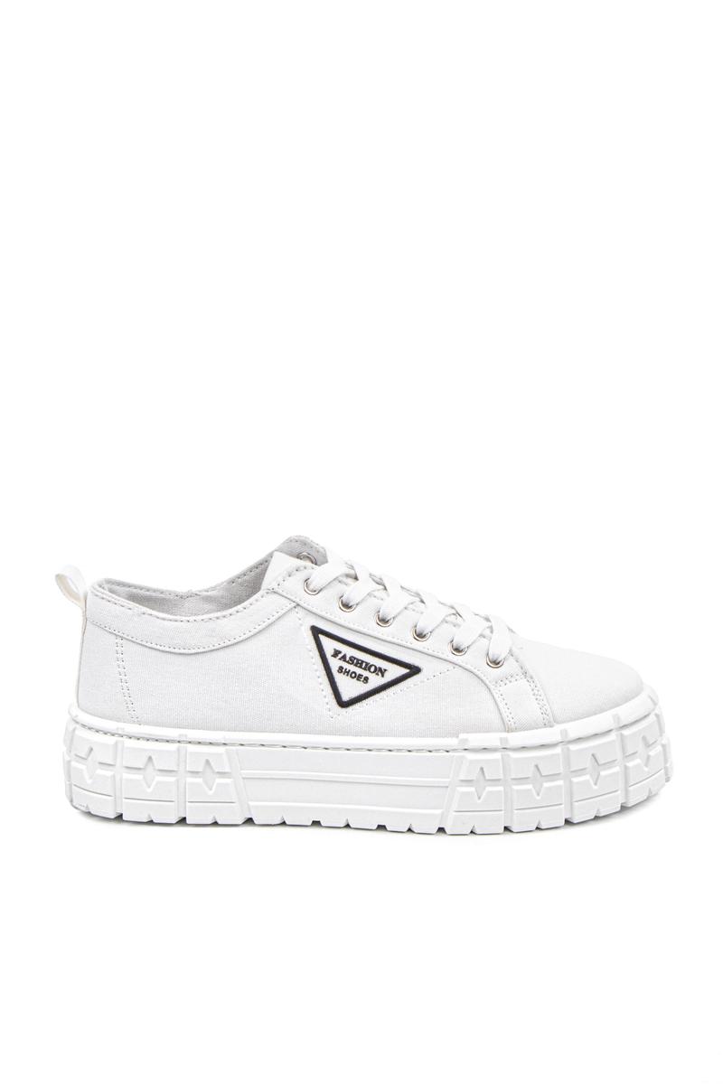 YESMILE Fehér Platformos Talpú Vászon Női Sneaker