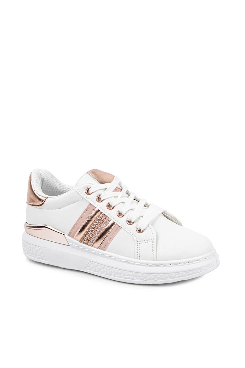 Yes Mile Fehér-Pezsgő Színű Női Műbőr Sneaker