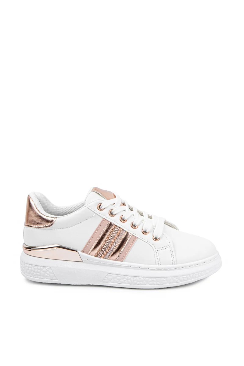 Yes Mile Fehér-Pezsgő Színű Női Műbőr Sneaker