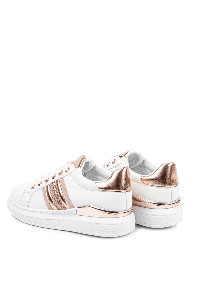 Yes Mile Fehér-Pezsgő Színű Női Műbőr Sneaker