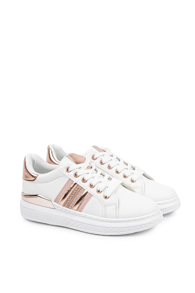 Yes Mile Fehér-Pezsgő Színű Női Műbőr Sneaker