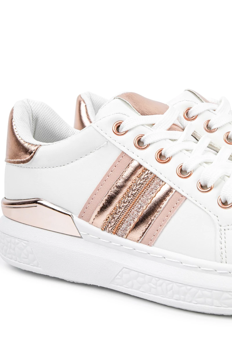 Yes Mile Fehér-Pezsgő Színű Női Műbőr Sneaker