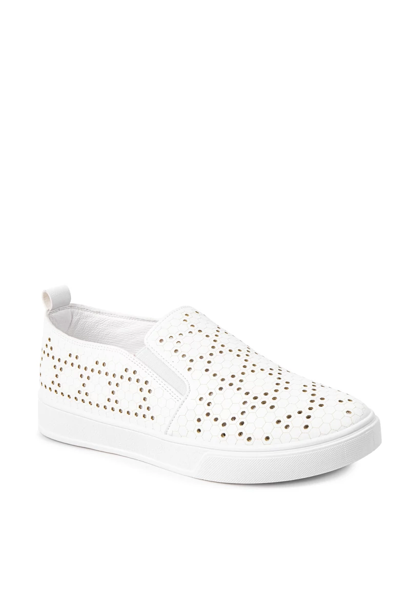 Bosido Fehér Lyukacsos Műbőr Slip-On