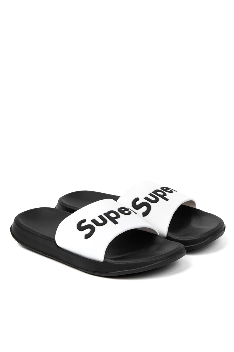 Fekete-Fehér Női Gumipapucs SUPER Felirattal