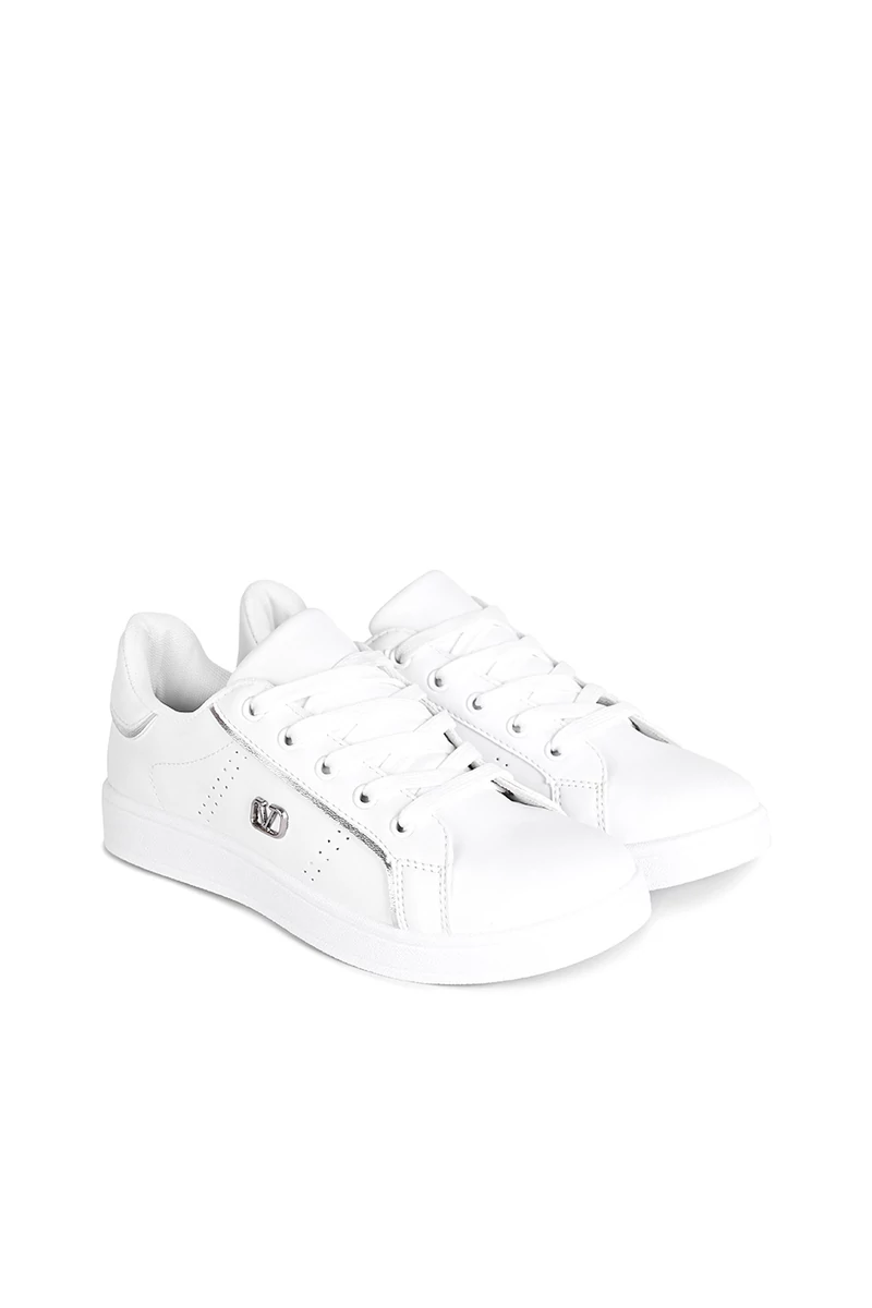 Comer Fehér Női Műbőr Sneaker Ezüst Színű Díszítéssel