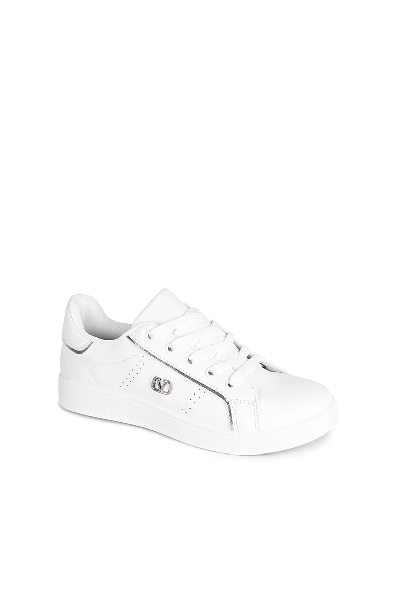 Comer Fehér Női Műbőr Sneaker Ezüst Színű Díszítéssel