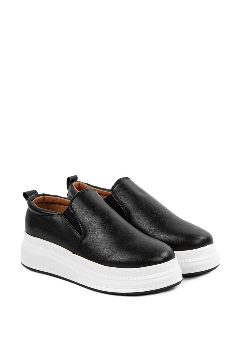 City Kiddy Fekete Női Műbőr Platform Talpú Slip-on 