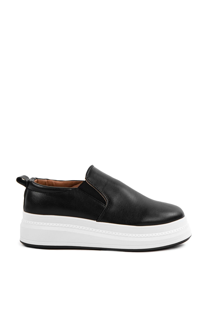 City Kiddy Fekete Női Műbőr Platform Talpú Slip-on 