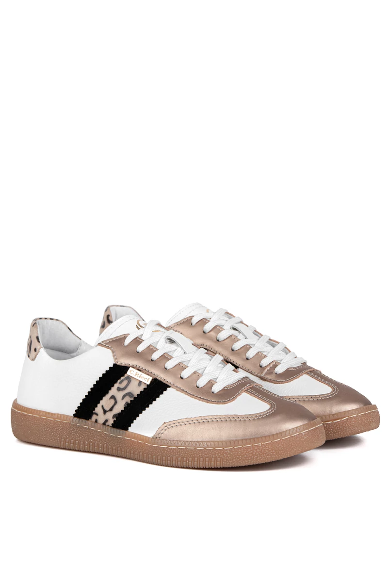 Carla Ricci Fehér-Bronz Színű Leopárd Mintás Női Sneaker