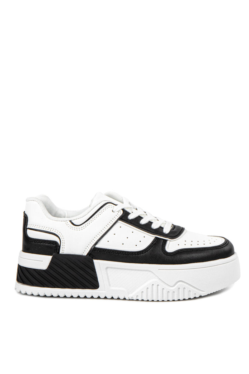 Fehér-Fekete Platformos Női Sneaker